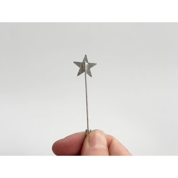 Star Shaped Silver Toned Classic Vintage Stick Pin | Hat Pin | Lapel Pin - Picture 6 of 10